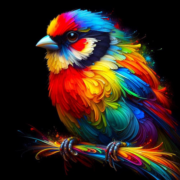 a colorful bird with rainbow colors on it