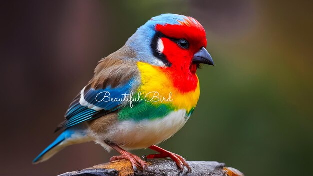 a colorful bird with the word beautiful on it