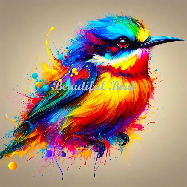 a colorful bird with the word beauty on it