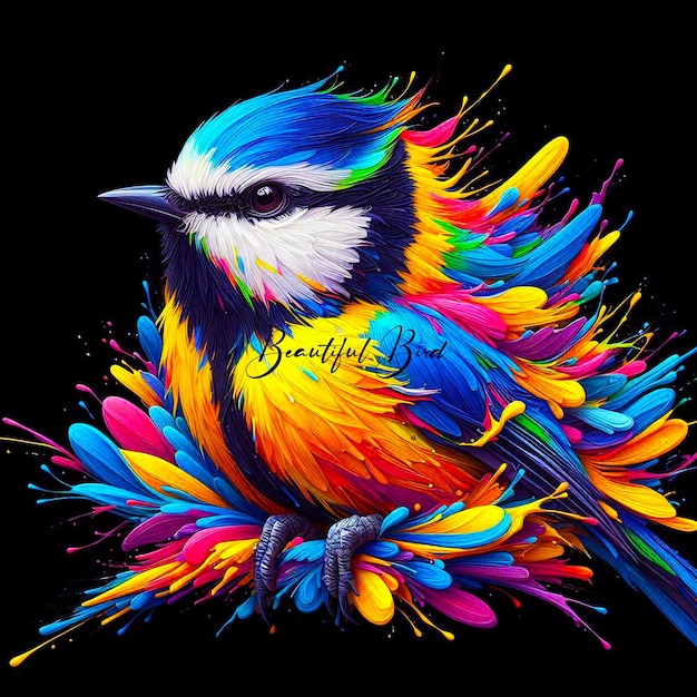 a colorful bird with the word love on it