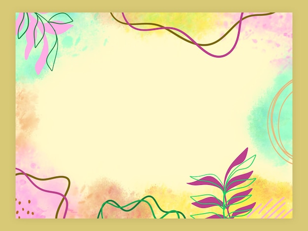 Colorful botanical watercolor background with blank space for copy