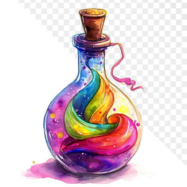 a colorful bottle with a colorful swirl on it