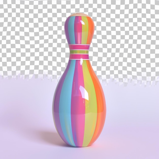 a colorful bottle with a pink and yellow stripe on the bottom