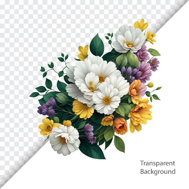 colorful bouquet of flower transparent background