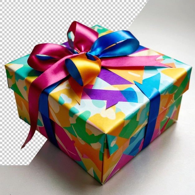 PSD a colorful box with a ribbon tied around it