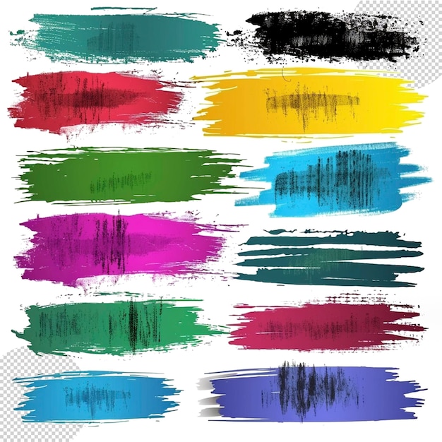 Colorful brush stroke set isolated