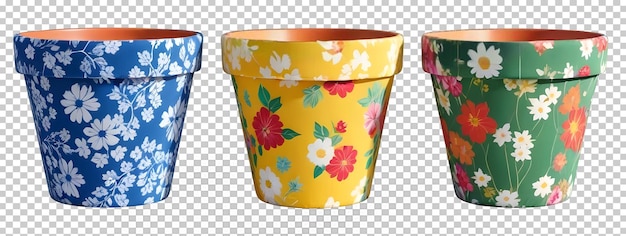 a colorful bucket with flowers on it