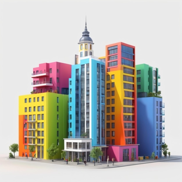 a colorful building with a tower on top of it