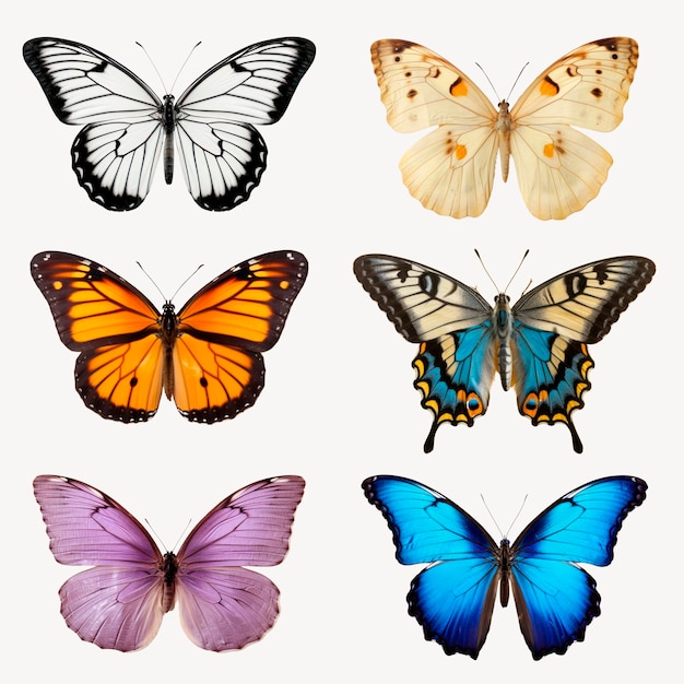 PSD colorful butterfly species collection