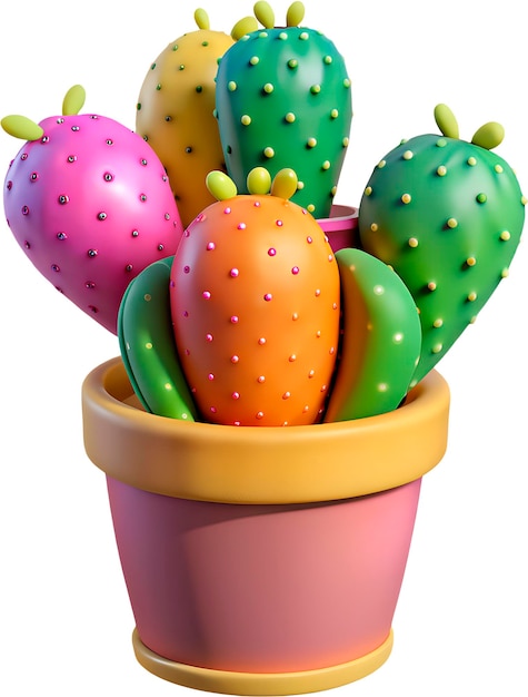 a colorful cactus planter with colorful flowers in it