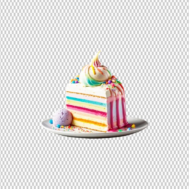 PSD a colorful cake with a candle on a plate with a candle on it