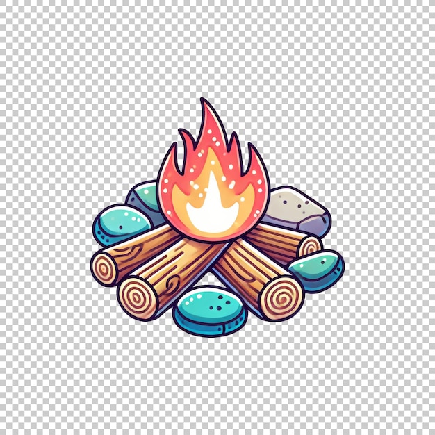 PSD colorful campfire isolated on transparent background