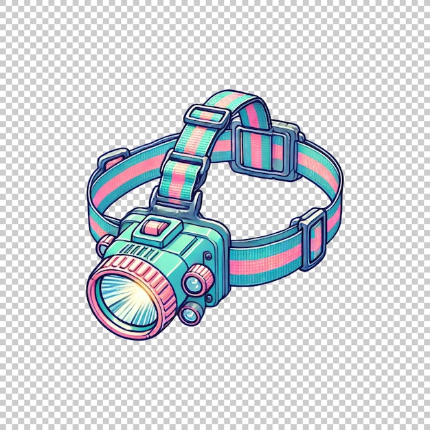 PSD colorful camping headlamp isolated on transparent background