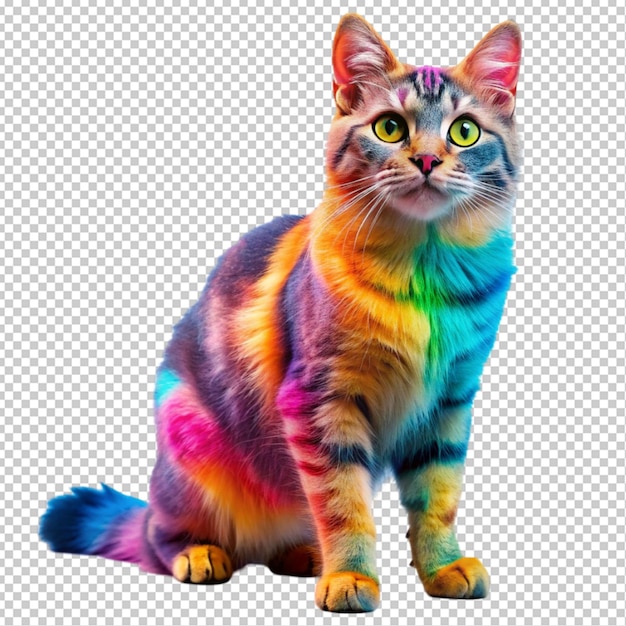 colorful cat transparent background