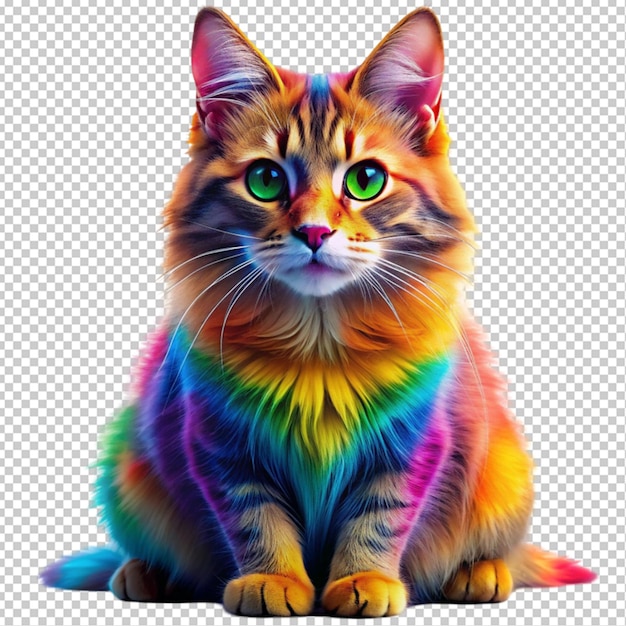 colorful cat transparent background