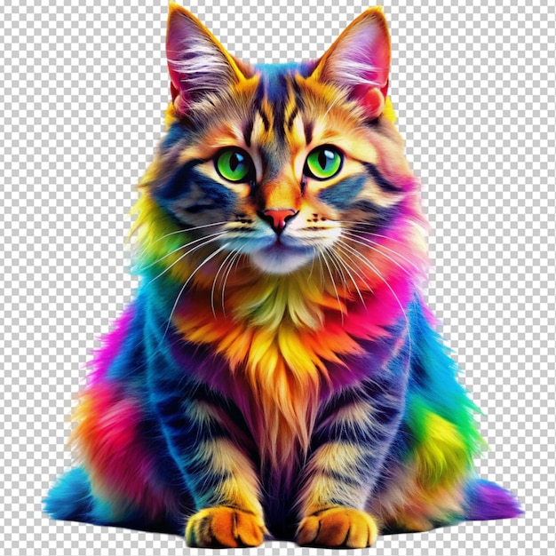 PSD colorful cat transparent background