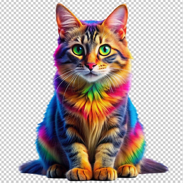 colorful cat transparent background