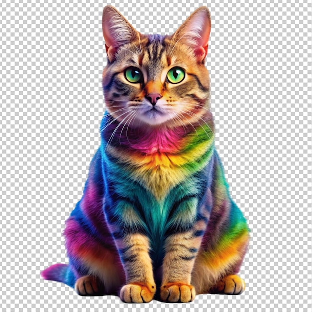 colorful cat transparent background