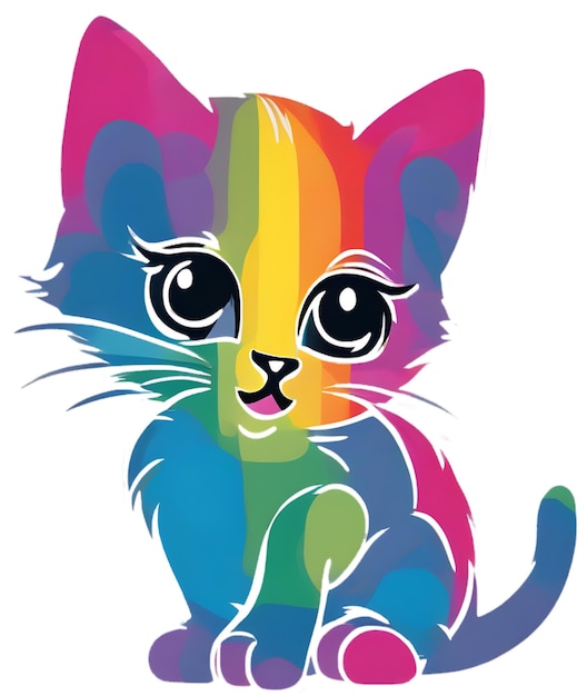 a colorful cat with rainbow colors on it