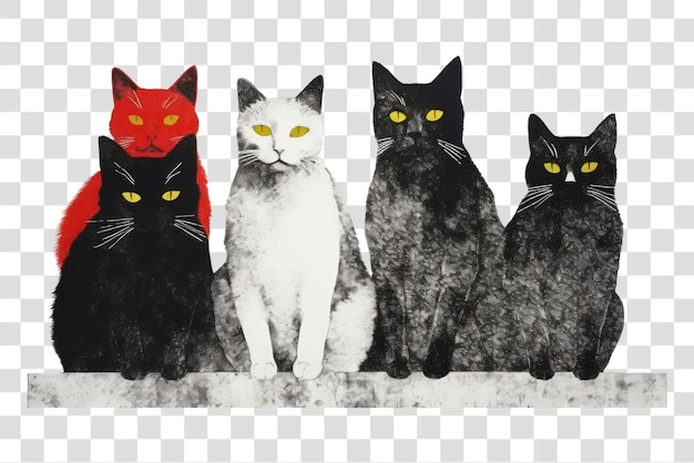 Colorful cats art print