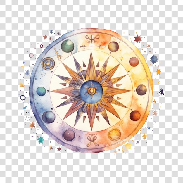 Colorful celestial compass illustration