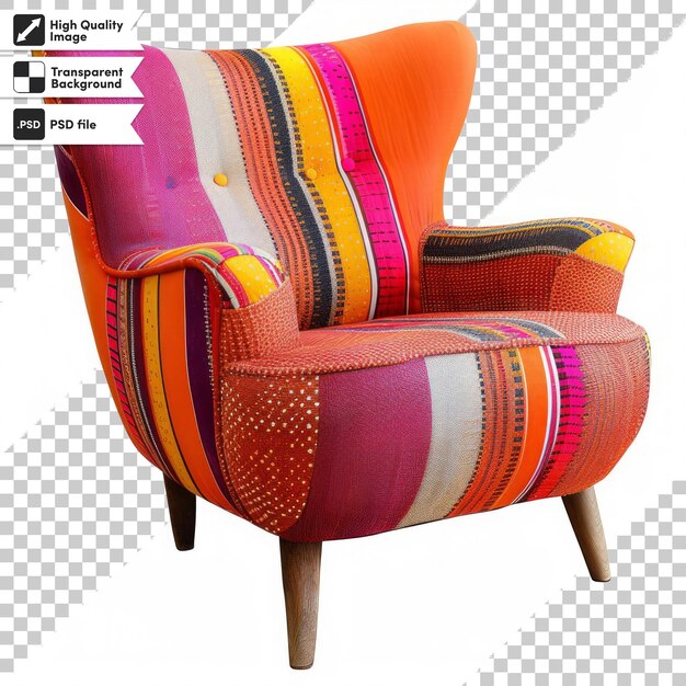 a colorful chair with a colorful pattern on the back