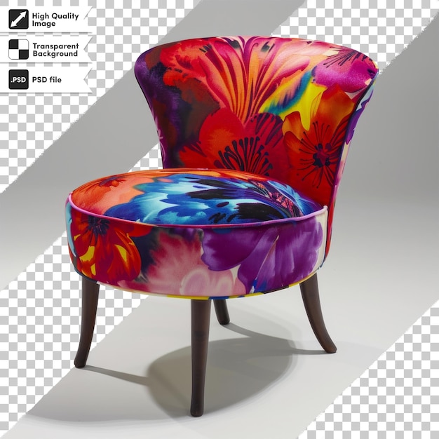 PSD a colorful chair with a floral pattern and the words quot the word quot on it