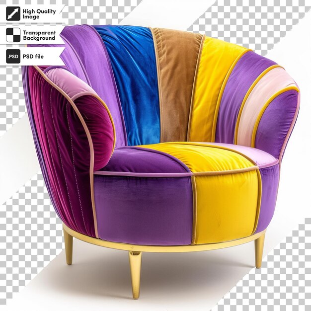 PSD a colorful chair with a yellow purple and orange cover