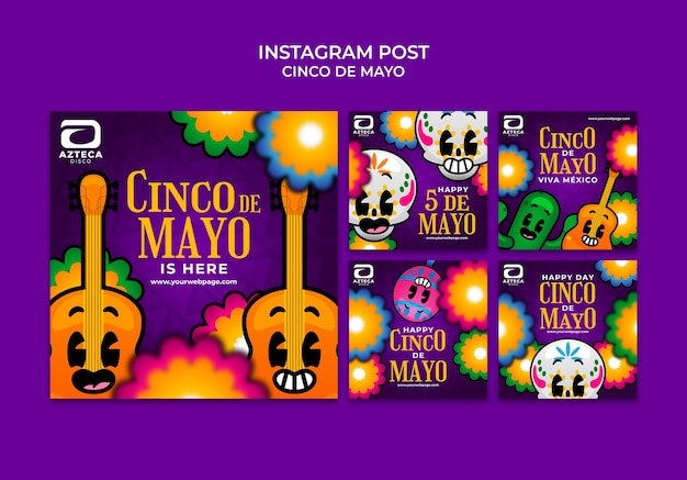 PSD colorful cinco de mayo template