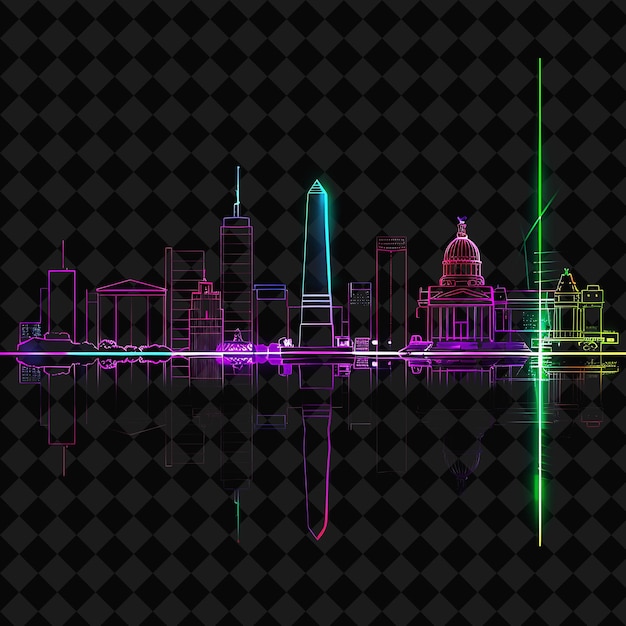 PSD a colorful city skyline with a green and purple neon sign that says quot city quot