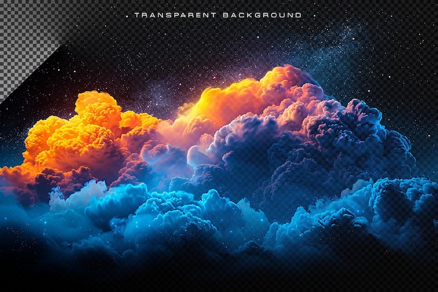 PSD colorful cloud overlay in transparent background