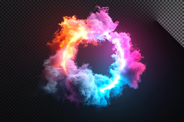 PSD colorful cloud with dual lighting glowing effect on transparent background