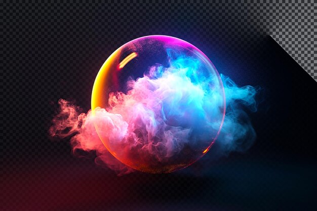 PSD colorful cloud with dual lighting glowing effect on transparent background