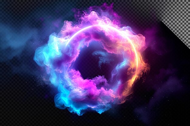 Colorful Cloud with dual lighting glowing effect on transparent background