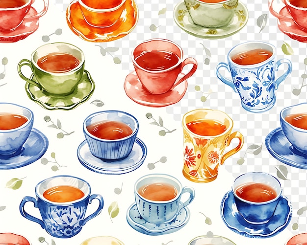 PSD a colorful collection of teacups and cups with teacups