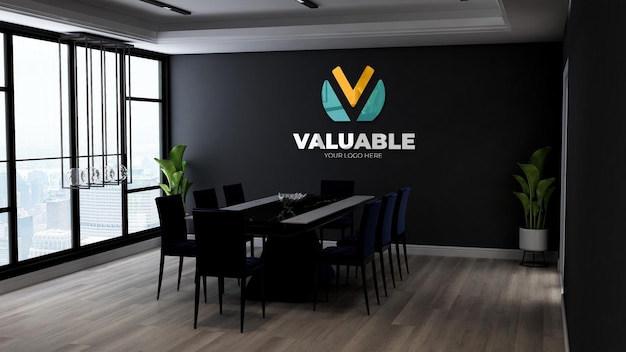 colorful company brand logo mockup in the office business meeting room