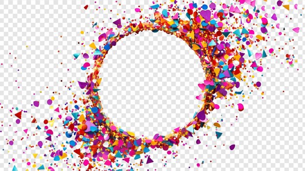 PSD colorful confetti circle frame isolated on transparent background