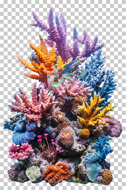 PSD colorful coral reef isolated against a transparent background