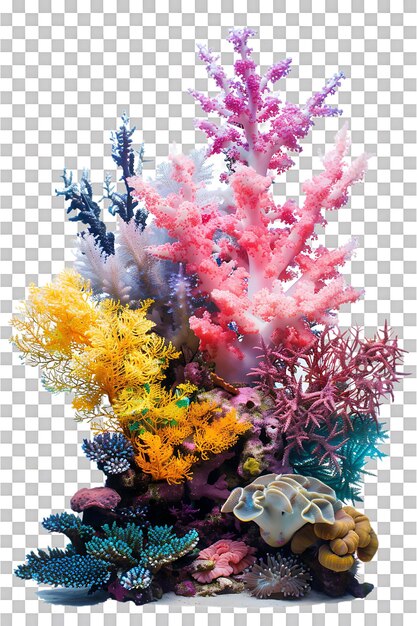 PSD colorful coral reef isolated against a transparent background