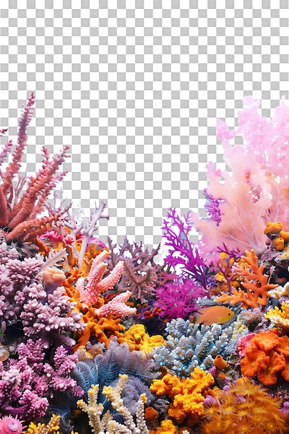 PSD colorful coral reef isolated against a transparent background