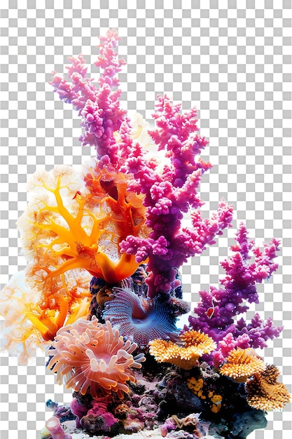 PSD colorful coral reef isolated against a transparent background