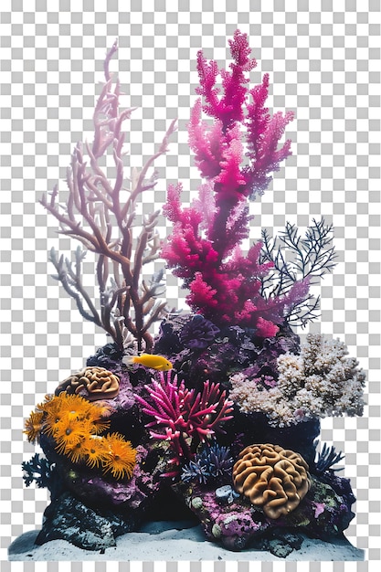 PSD colorful coral reef isolated against a transparent background