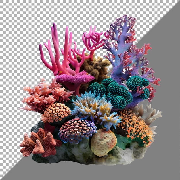 Colorful Corals on Transparent Background Ai Generated