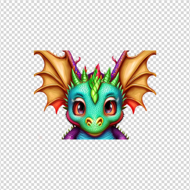 colorful cute dragon face clipart png