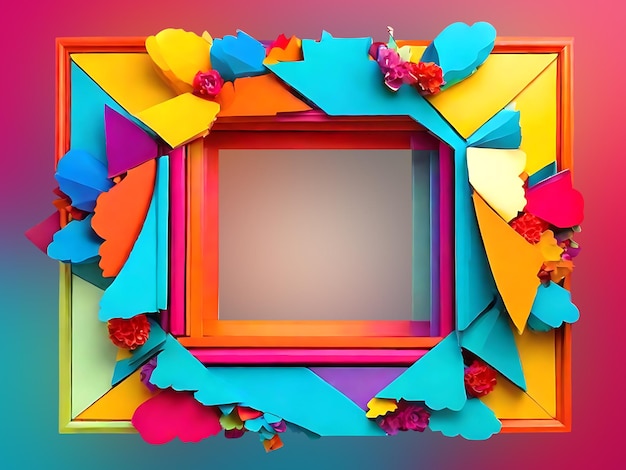 Colorful Design Frames Robbon Geometric PSD