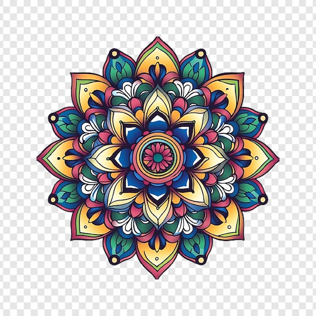 PSD a colorful design of mandala on transparent background