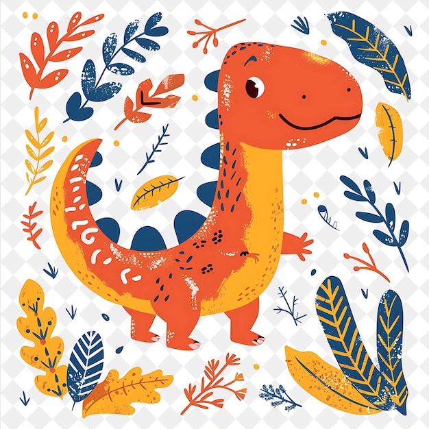 PSD a colorful dinosaur with a big leaf on it