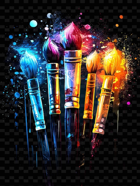 a colorful display of brushes with a colorful background