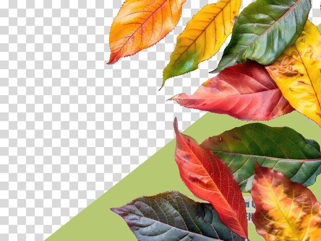 PSD a colorful display of leaves with a transparent background