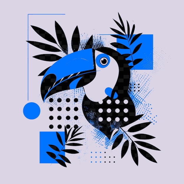 a colorful drawing of a bird with a blue and black background